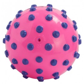 Pelota rosa con picos de color morado de espuma. Aprox. 15 cm de diámetro. NABAIJI-PuntodeEjercicio-Fin de temporada