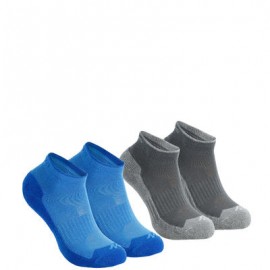 2 pares de calcetines de campismo cortos niños A 50 MID azul y gris QUECHUA-PuntodeEjercicio-Niños