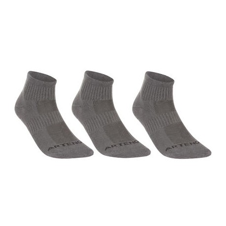 CALCETINES DE DEPORTE ADULTO ALTURA MEDIA ARTENGO RS 500 GRIS PAQUETE DE 3 PARES ARTENGO-PuntodeEjercicio-Niños