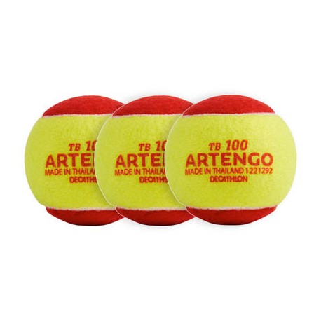 PELOTA DE TENIS TB100 x3 ROJO ARTENGO-PuntodeEjercicio-Todos los deportes