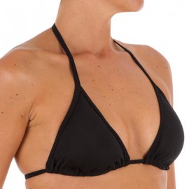 Bikini mujer top triángulo ajustable MAE liso negro OLAIAN-PuntodeEjercicio-Fin de temporada