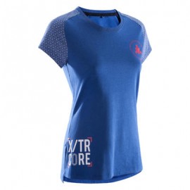 PLAYERA CROSSTRAINING 500 MUJER AZUL DOMYOS-PuntodeEjercicio-Fin de temporada