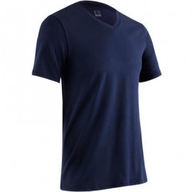 Playera 500 slim manga corta gimnasia y pilates hombre azul marino DOMYOS-PuntodeEjercicio-Fin de temporada