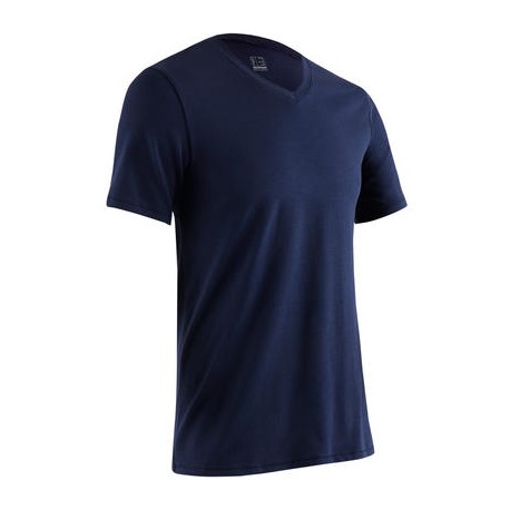 Playera 500 slim manga corta gimnasia y pilates hombre azul marino DOMYOS-PuntodeEjercicio-Fin de temporada