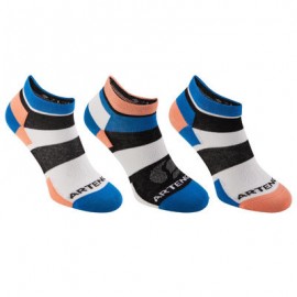 CALCETINES DE DEPORTES DE RAQUETA RS 160 TRENDY MID X3 AZUL CORAL ARTENGO-PuntodeEjercicio-Niños