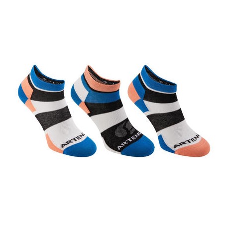 CALCETINES DE DEPORTES DE RAQUETA RS 160 TRENDY MID X3 AZUL CORAL ARTENGO-PuntodeEjercicio-Niños