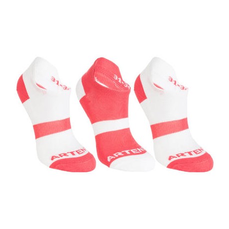 CALCETINES DE DEPORTE JUNIOR CORTOS ARTENGO RS 160 BLANCO ROSA LOTE DE 3 ARTENGO-PuntodeEjercicio-Niños