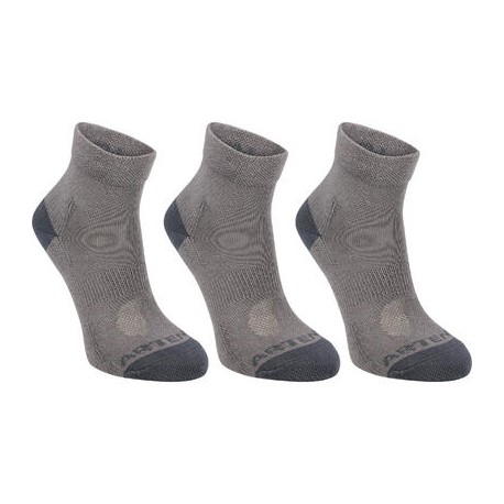 CALCETINES DE DEPORTE JUNIOR MEDIO TOBILLO ARTENGO RS 160 GRIS PQT. DE 3 ARTENGO-PuntodeEjercicio-Niños