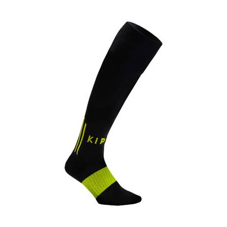 Calcetas de fútbol adulto F500 negro y amarillo vivo fluo KIPSTA-PuntodeEjercicio-Fin de temporada