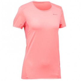 Playera de manga corta de senderismo en montaña MH100 mujer rosa lichi QUECHUA-PuntodeEjercicio-Todos los deportes