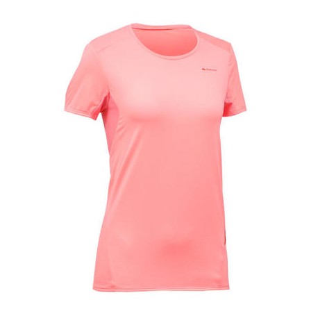 Playera de manga corta de senderismo en montaña MH100 mujer rosa lichi QUECHUA-PuntodeEjercicio-Todos los deportes