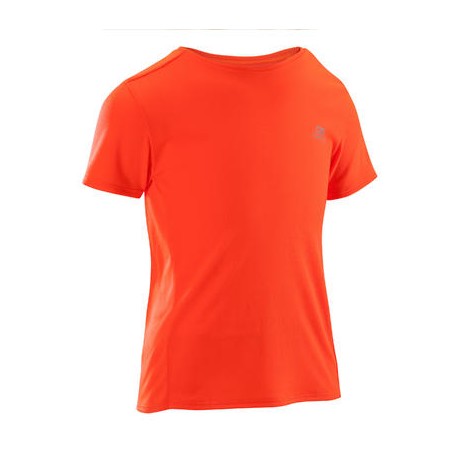 Camiseta de atletismo run dry niños roja flúor KALENJI-PuntodeEjercicio-Niños