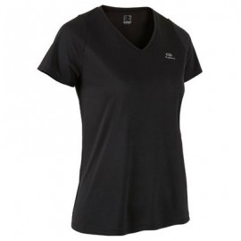 CAMISETA DE RUNNING RUN DRY PARA MUJER NEGRA KALENJI-PuntodeEjercicio-Todos los deportes