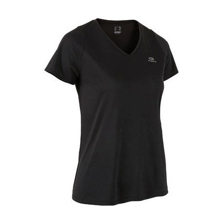 CAMISETA DE RUNNING RUN DRY PARA MUJER NEGRA KALENJI-PuntodeEjercicio-Todos los deportes