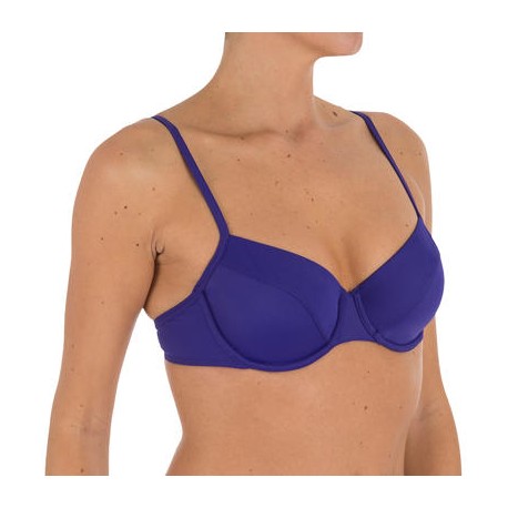 Top de bikini dama forma balconet escotado con aros EFFY Azul indaco TRIBORD-PuntodeEjercicio-Fin de temporada