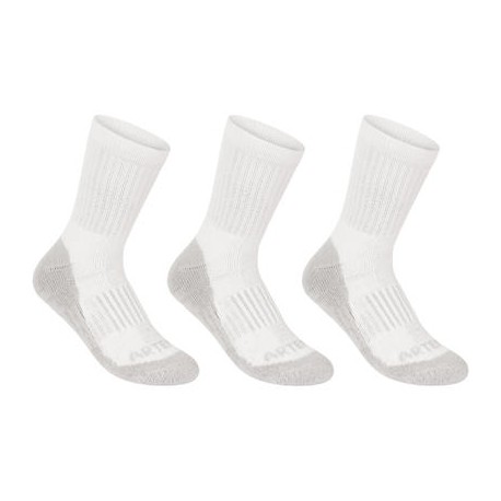 CALCETINES LARGOS DE DEPORTE JUNIOR ARTENGO RS 500 BLANCO PAQUETE DE 3 PARES ARTENGO-PuntodeEjercicio-Niños