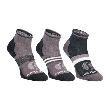 CALCETINES DE DEPORTE MEDIO TOBILLO ARTENGO RS 160 GRIS MIX PQT. DE 3 ARTENGO-PuntodeEjercicio-Todos los deportes