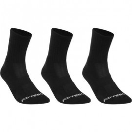 CALCETINES LARGOS DE DEPORTE ADULTO RS 500 NEGRO PAQUETE DE 3 PARES ARTENGO-PuntodeEjercicio-Todos los deportes