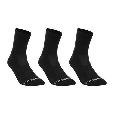 CALCETINES LARGOS DE DEPORTE ADULTO RS 500 NEGRO PAQUETE DE 3 PARES ARTENGO-PuntodeEjercicio-Todos los deportes