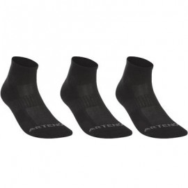 CALCETINES DE DEPORTE ADULTO ALTURA MEDIA RS 500 NEGRO PAQUETE DE 3 PARES ARTENGO-PuntodeEjercicio-Niños