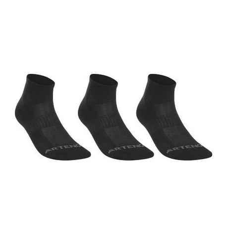 CALCETINES DE DEPORTE ADULTO ALTURA MEDIA RS 500 NEGRO PAQUETE DE 3 PARES ARTENGO-PuntodeEjercicio-Niños