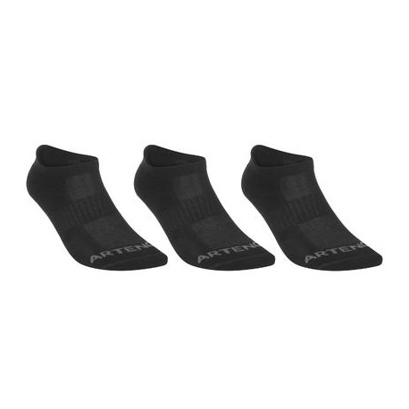 CALCETINES DE DEPORTE ADULTO CORTOS RS 500 NEGRO PAQUETE DE 3 PARES ARTENGO-PuntodeEjercicio-Todos los deportes