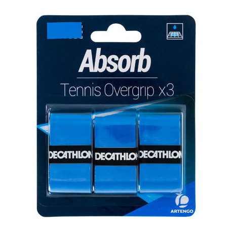 CUBREGRIP DE TENIS ABSORBENTE AZUL LOTE DE 3 ARTENGO-PuntodeEjercicio-Todos los deportes