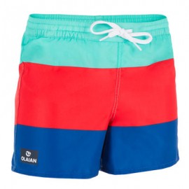 Short de surf Boardshort corto 100 Kid Block azul OLAIAN-PuntodeEjercicio-Fin de temporada