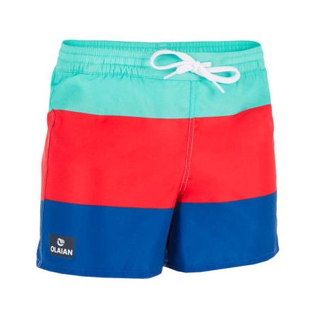 Short de surf Boardshort corto 100 Kid Block azul OLAIAN-PuntodeEjercicio-Fin de temporada