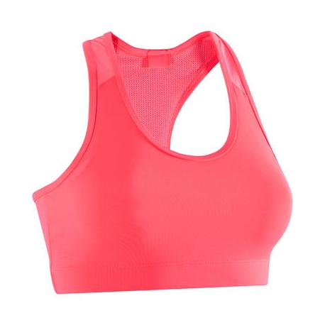 Brassiere-top fitness cardio mujer rosa 100 Domyos DOMYOS-PuntodeEjercicio-Fin de temporada